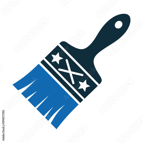 Blue and vector paintbrush icon with a star and x design