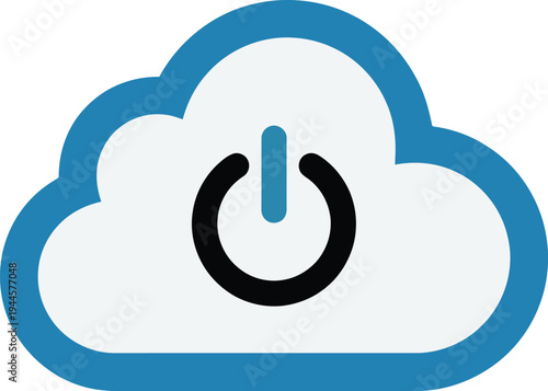 Cloud computing power button symbolizing online service activation or deactivation