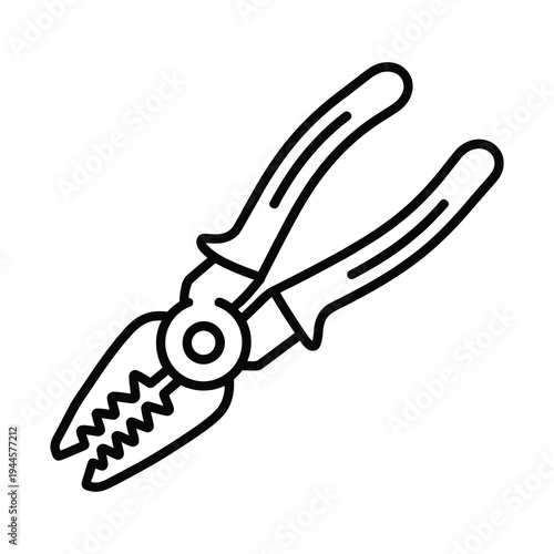 Vector of a pair of pliers with a serrated edge for gripping