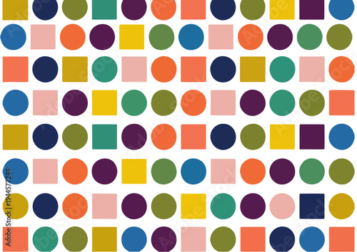 Modern geometric pattern background with simple shapes and colorful minimal design style.