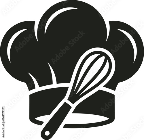 Elegant chef hat and whisk symbolizing culinary expertise and professional cooking