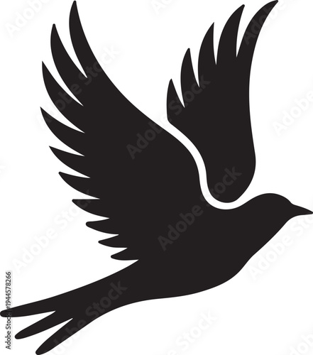 Bird Flying Over Planet Earth Silhouette Vector