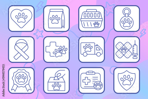 Brewery beer set icon. Outline tiles, barrel cask, foam glass, beer mug, bottle, barley, hop cone, tap handle, six pack, opener, craft branch, alcohol drink.