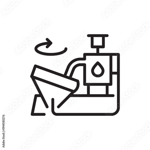 Sludge press icon, dewatering tech. Representing wastewater treatment hardware, solid-liquid separation tools, filter press systems, industrial waste engineering gear, and volume reduction systems.