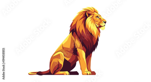 Majestic Lion Sitting Confidently with Golden Mane