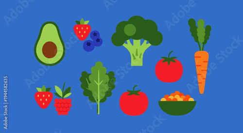 Vibrant Assortment of Fresh Fruits and Vegetables, Showcasing Healthy Eating and Nutrition
