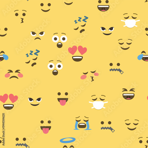 Seamless pattern of emoticons and emoji, emoji vector illustration, emoji background for social network.