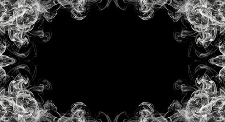 Smoke border frame with copy space, gray smoke on black background