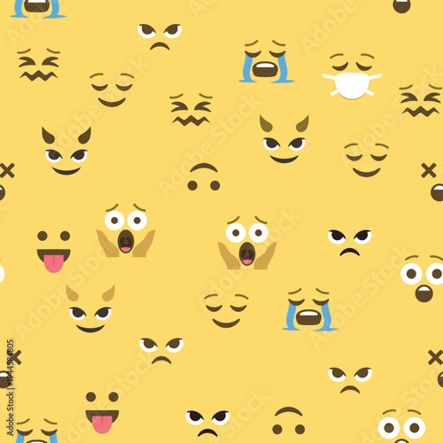 Seamless pattern of emoticons and emoji, emoji vector illustration, emoji background for social network.