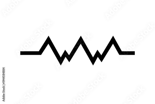 Black line icon: resistor or waveform. Vector for circuits, schematics, engineering. Represents dynamic signals, pulses, trends. Ideal for tech, science, education visuals. Very clean, minimalist.