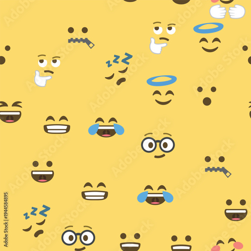 Seamless pattern of emoticons and emoji, emoji vector illustration, emoji background for social network.