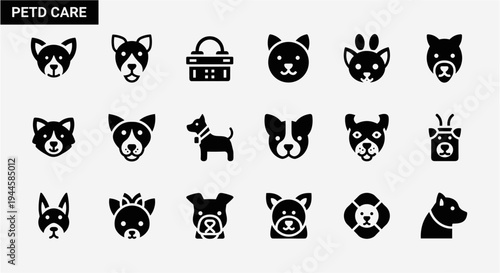 Collection of diverse pet icons and symbols for animal care and services