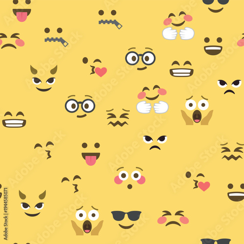 Seamless pattern of emoticons and emoji, emoji vector illustration, emoji background for social network.