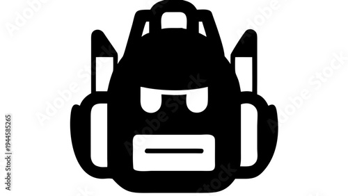 Backpack with school supplies vector icon
