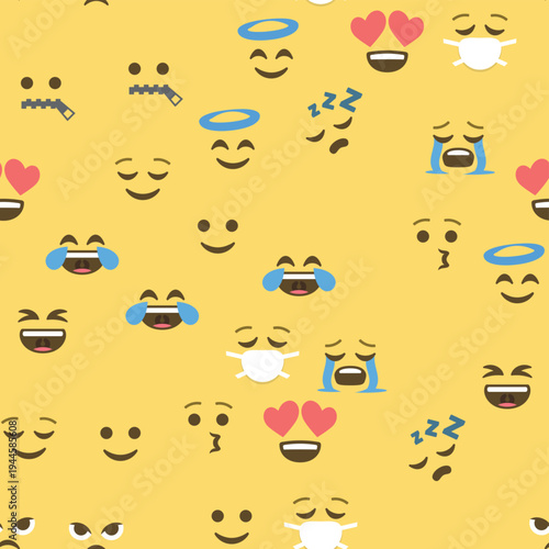 Seamless pattern of emoticons and emoji, emoji vector illustration, emoji background for social network.