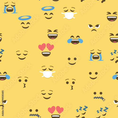 Seamless pattern of emoticons and emoji, emoji vector illustration, emoji background for social network.