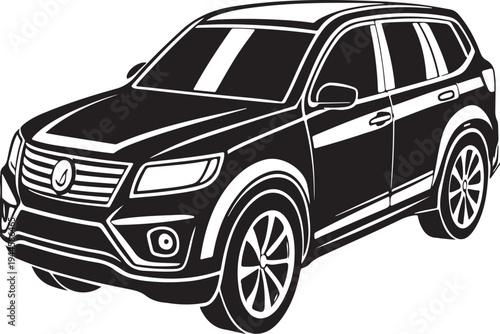 Contemporary sport utility vehicle suv vector silhouette black color for everyday use