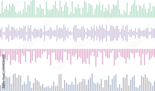Colorful sound wave patterns in green, purple, pink, and blue hues sound waves colorful patterns