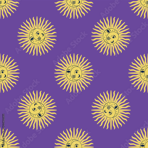 Silhouettes Magic symbols seamless pattern, with magical elements such as snake, eye, tarot cards, hand, skull, potion, moon, butterfly, mushrooms, stars. Witchcraft theme symbols and elements.