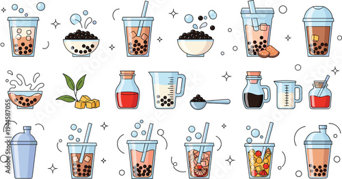 Vector Set of Construction Site Equipment and Engineering Tools Including Blueprints Safety Vests Helmets Laptops and Walkie Talkies Isolated on White