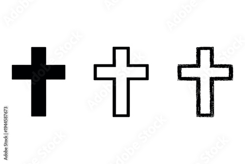 Christian cross icon set. Collection of various religious symbols