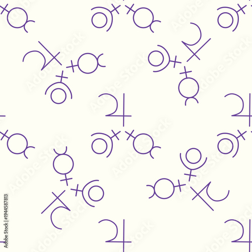 Silhouettes Magic symbols seamless pattern, with magical elements such as snake, eye, tarot cards, hand, skull, potion, moon, butterfly, mushrooms, stars. Witchcraft theme symbols and elements.