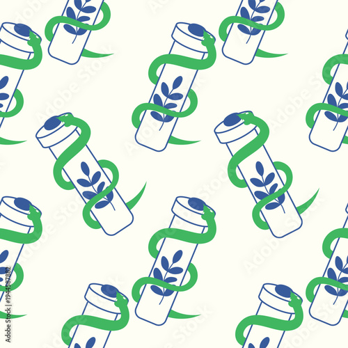 Silhouettes Magic symbols seamless pattern, with magical elements such as snake, eye, tarot cards, hand, skull, potion, moon, butterfly, mushrooms, stars. Witchcraft theme symbols and elements.