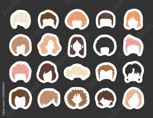 Modern hairstyle set in scandinavian style featuring diverse cuts in salon barber fashion perfect for your illustration and creative designs projects