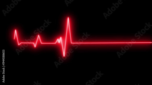 Glowing ecg heartbeat line animation on black background
