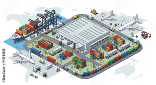 Global Logistics Hub: Shipping, Air Cargo, Warehousing, and Transportation Network