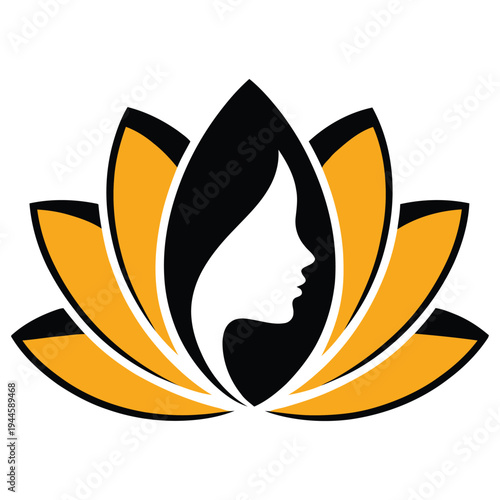Silhouette of a person emerging from a stylized lotus flower