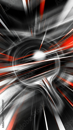 Abstract High Speed Ping Pong Ball and Paddle With Red Motion Streaks on Dark Background, Dynamic Table Tennis Action Concept