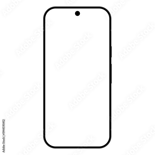 Modern smartphone mockup with hole punch front camera and blank transparent screen isolated on transparent background vector illustration