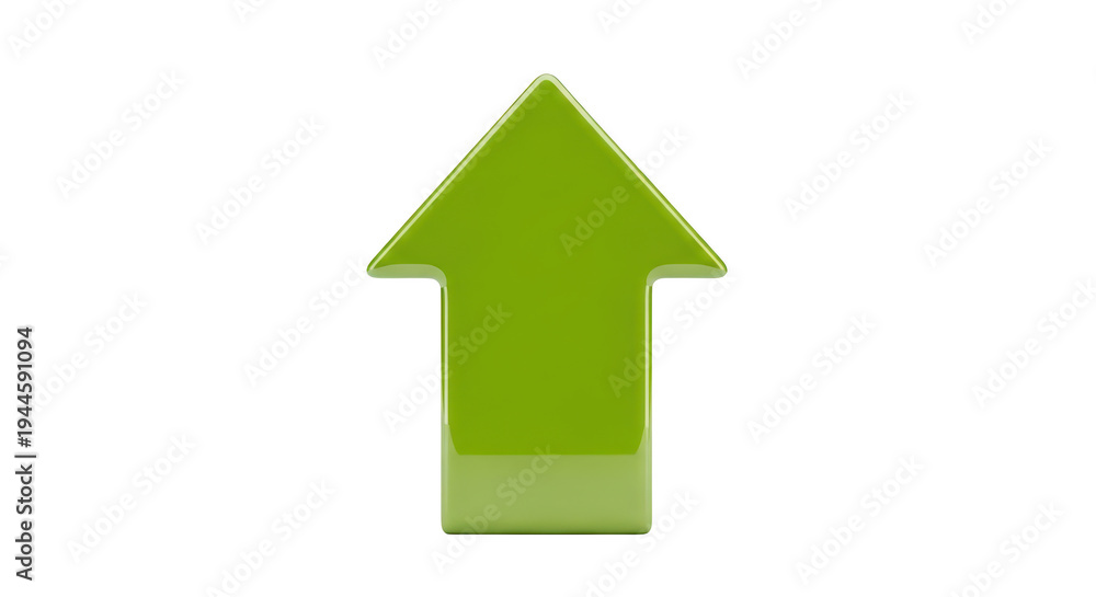 Fototapeta premium A green arrow pointing upwards on a transparent background