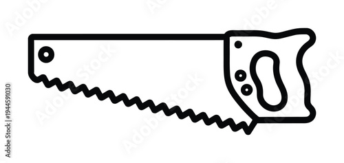 Vector of a handheld saw with a wooden handle