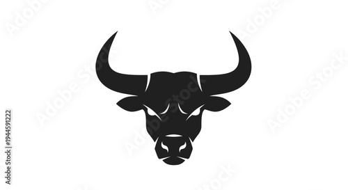 Black Bull Head Silhouette Graphic Illustration.