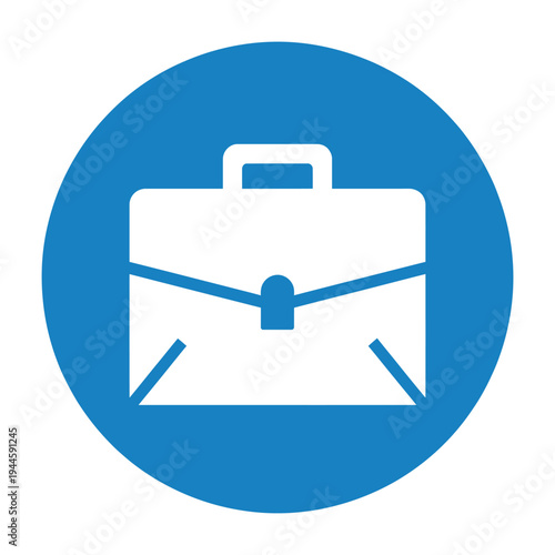 Vector of a styled briefcase icon on a blue circular background