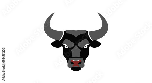 Black Bull Head with Horns Illustration.