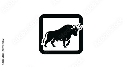 Black Bull Silhouette Graphic Icon Illustration.