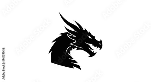 Black dragon head silhouette profile.