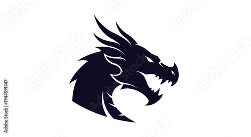 Black dragon head with sharp teeth.