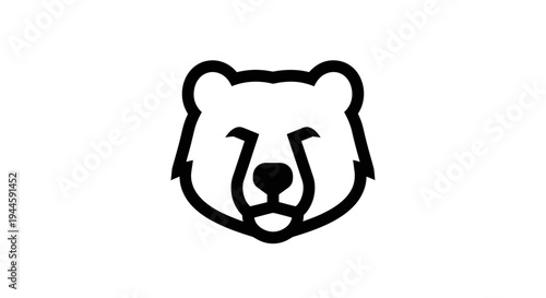 Black line art bear face head.