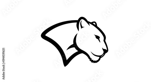 Black Panther Head Illustration Side View.