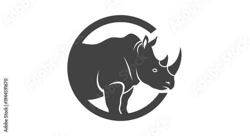 Black Rhino Silhouette Side View Profile.