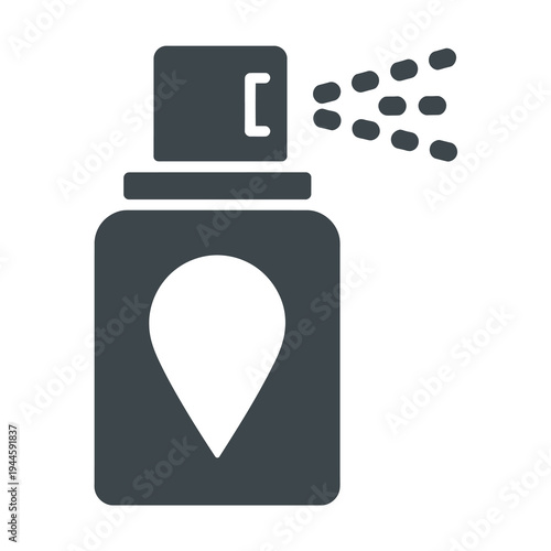 Minimalist vector icon of a spray bottle with a droplet design