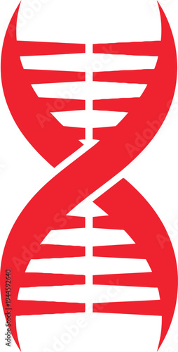 Red DNA helix structure icon on transparent background for genetic science