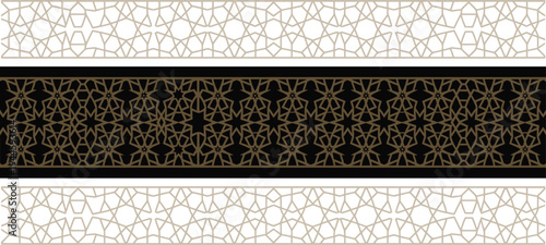 Authentic Arabian seamless strokes pattern, elegant Islamic ornamental line design inspired by traditional Middle Eastern art, decorative repeating background for textile, wallpaper, and projects.