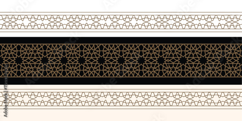 Seamless strokes pattern, in authentic Arabian style, decorative Islamic ornamental lines inspired by traditional Middle Eastern art, elegant repeating background for textile, and wallpaper.