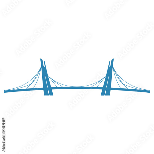 Modern cable-stayed bridge structure with twin pylons and deck system