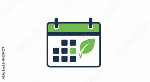 Green calendar icon with leaf.